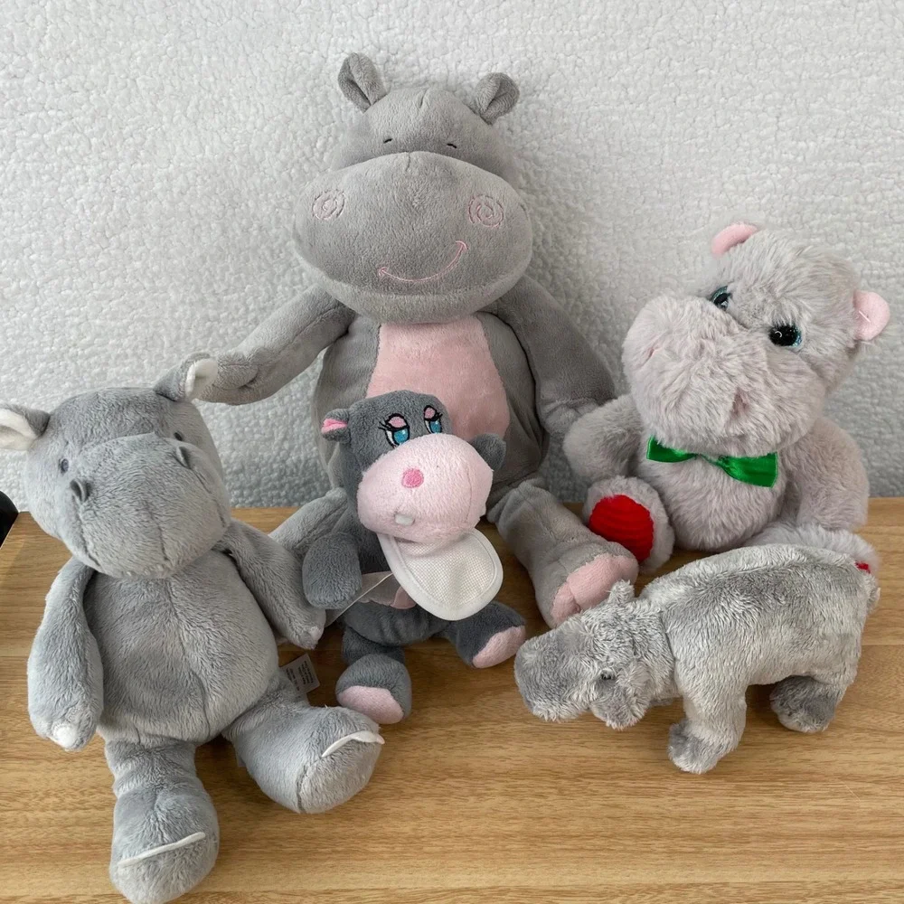 Mixed Plush Hippo Lot Carter's Hobby Lobby Walmart 5 Piece Stuffed Animal Set